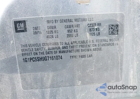 2016 Chevrolet Cruze Limited Ls Auto из США, поврежденный, VIN 1G1PC5SH9G7161074